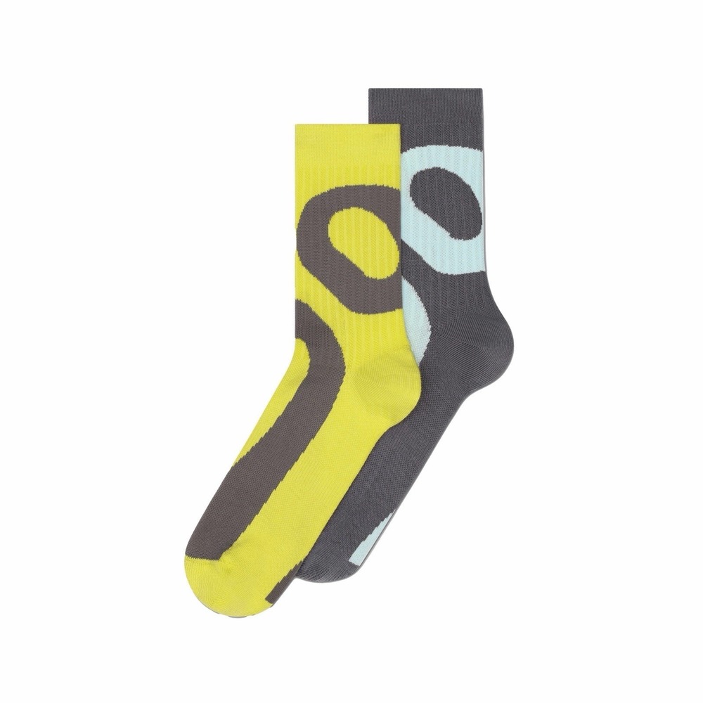 On Liquid Logo Sock High 2 pack | Lime / Eclipse NWT Size M